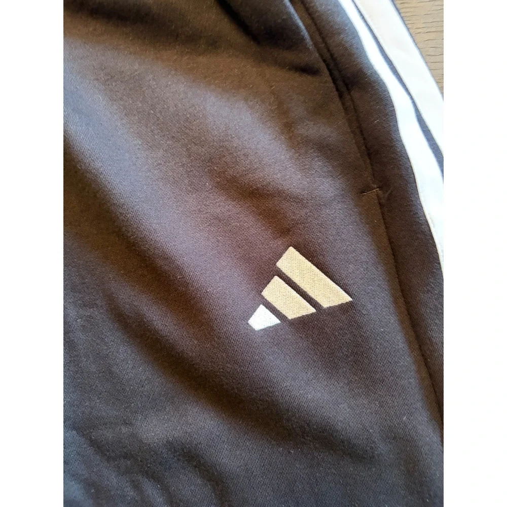 Adidas Mens 3-Stripes Fleece Pants Black White Track Joggers JY9022 L